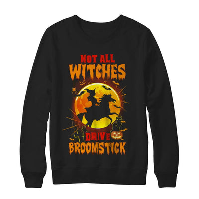 Not All Witches Drive Broom Funny Halloween Horse-T-Shirt & Sweatshirt-Crewneck Sweatshirt-Black