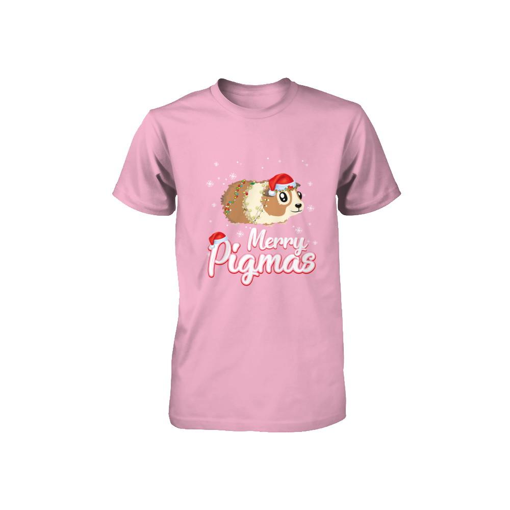 Merry Pigmas Funny Guinea Pig Santa Hat Christmas Gift Youth-Youth Shirt-Toddler T-Shirt-Pink