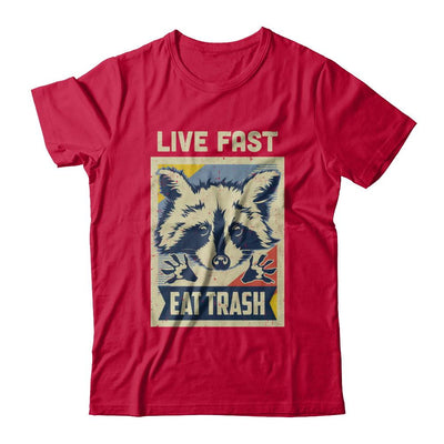 Live Fast Eat Trash Racoon Raccoons Vintage Camping-T-Shirt & Hoodie-Classic T-Shirt-Red