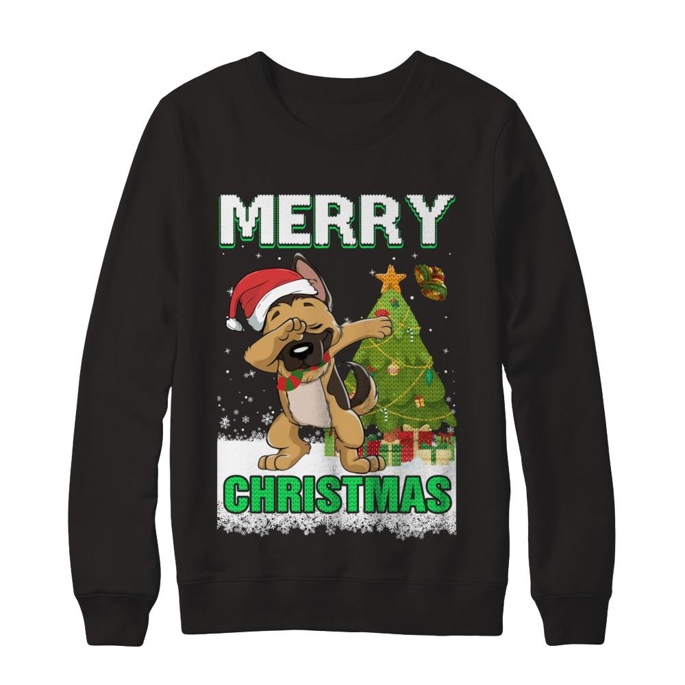 Cute German Shepherd Claus Merry Christmas Ugly Sweater