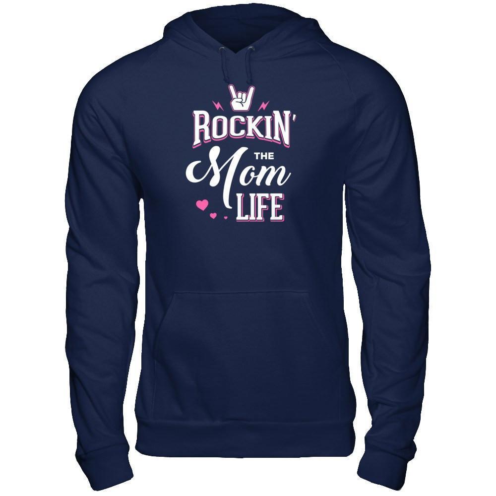 Rockin' The Mom Life-T-Shirt & Tank Top-Pullover Hoodie-Navy