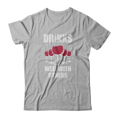 Drinks Well With Others Funny Drinking Wine-T-Shirt & Tank Top-Premium T-Shirt-Heather Gray