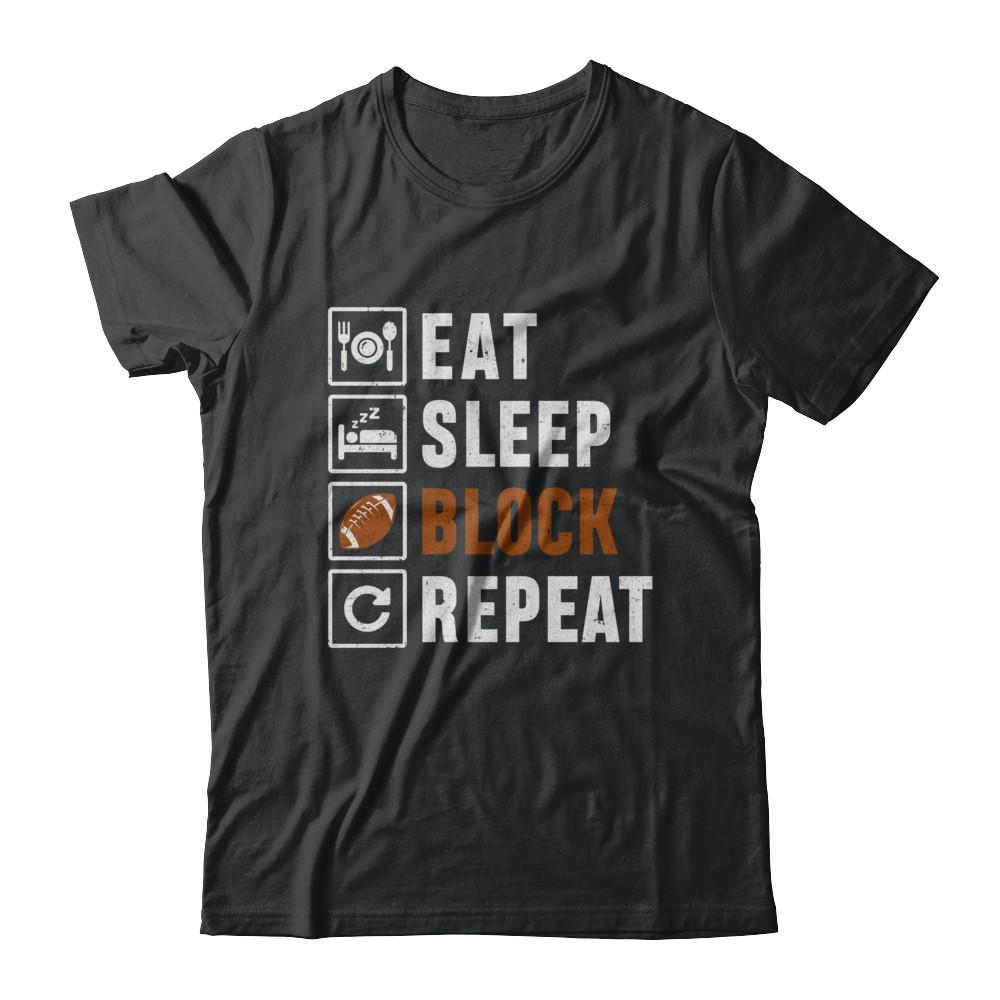 Funny Eat Sleep Block Repeat Football Gifts