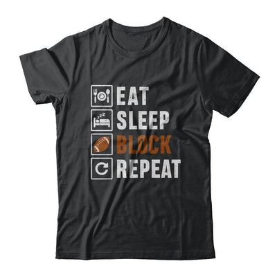 Funny Eat Sleep Block Repeat Football Gifts-T-Shirt & Hoodie-Classic T-Shirt-Black