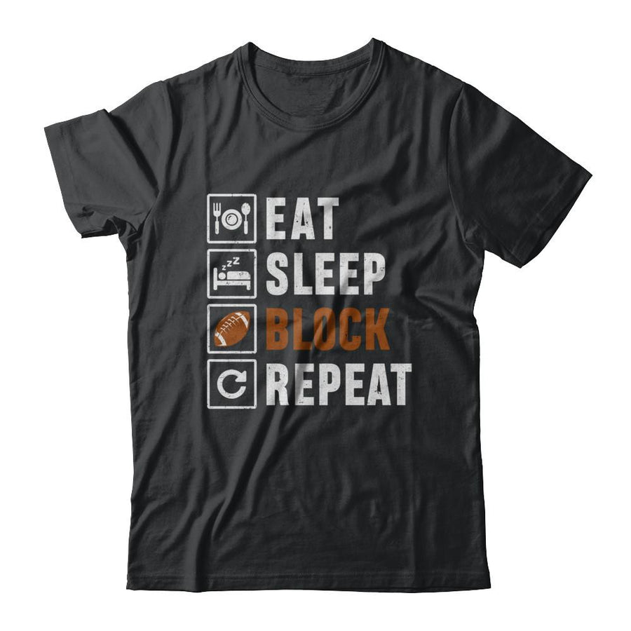 Funny Eat Sleep Block Repeat Football Gifts-T-Shirt & Hoodie-Classic T-Shirt-Black