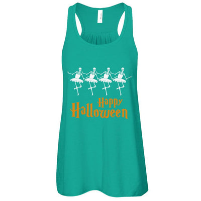 Ballet Skeleton Happy Halloween-T-Shirt & Tank Top-Women's Flowy Racerback Tank-Kelly
