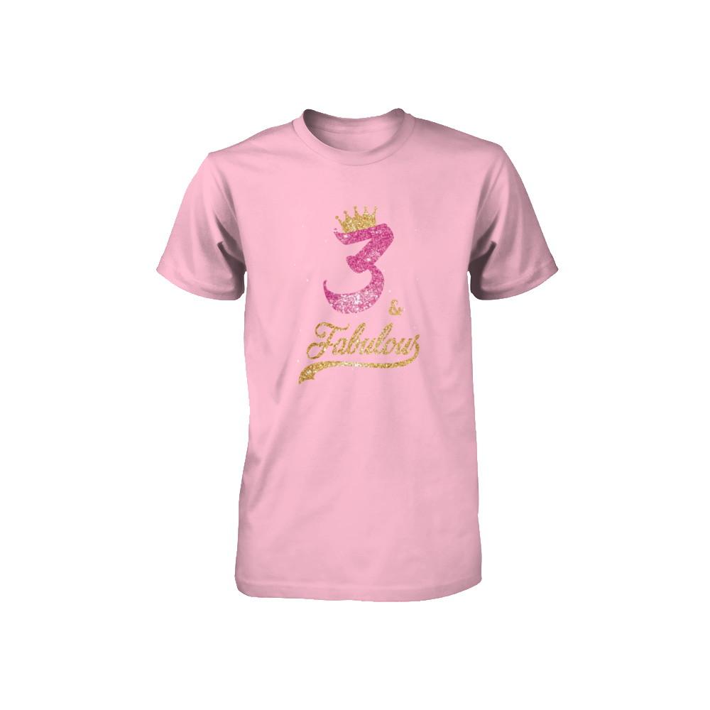 3Th And Fabulous Three Birthday Youth-Youth Shirt-Youth T-Shirt-Neon Pink