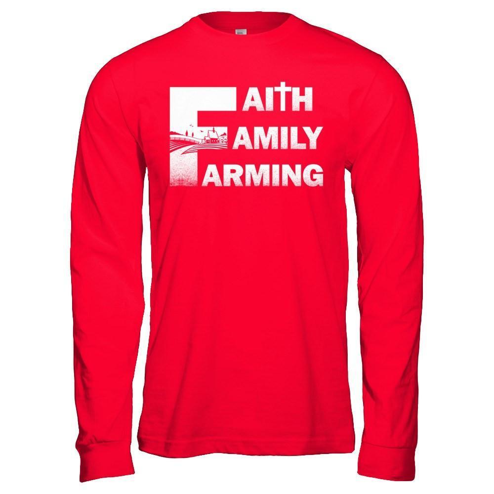 Faith Family Farming Farmer-T-Shirt & Hoodie-Long Sleeve T-Shirt-Red