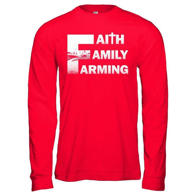 Faith Family Farming Farmer-T-Shirt & Hoodie-Long Sleeve T-Shirt-Red