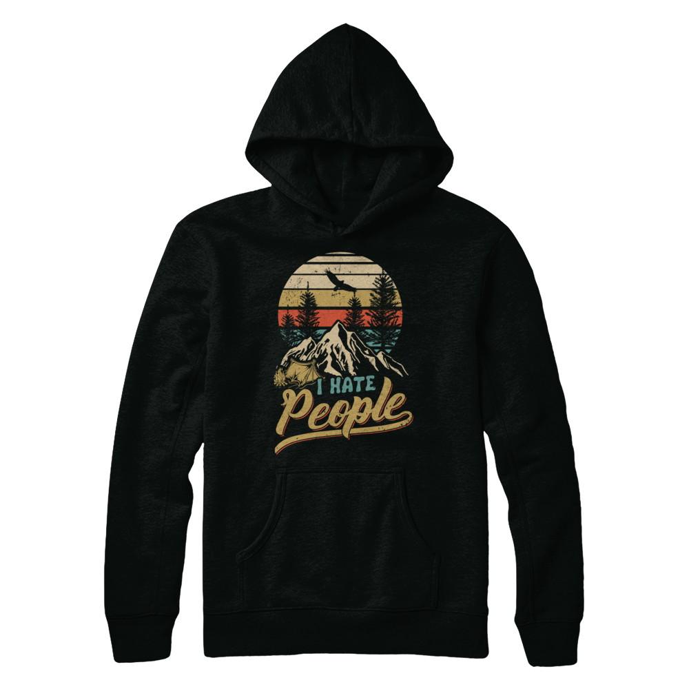 Camping I Hate People Camper Lovers-T-Shirt & Hoodie-Pullover Hoodie-Black