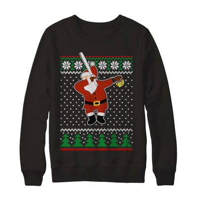 Dabbing Santa Softball Ugly Sweater Christmas-T-Shirt & Sweatshirt-Crewneck Sweatshirt-Black