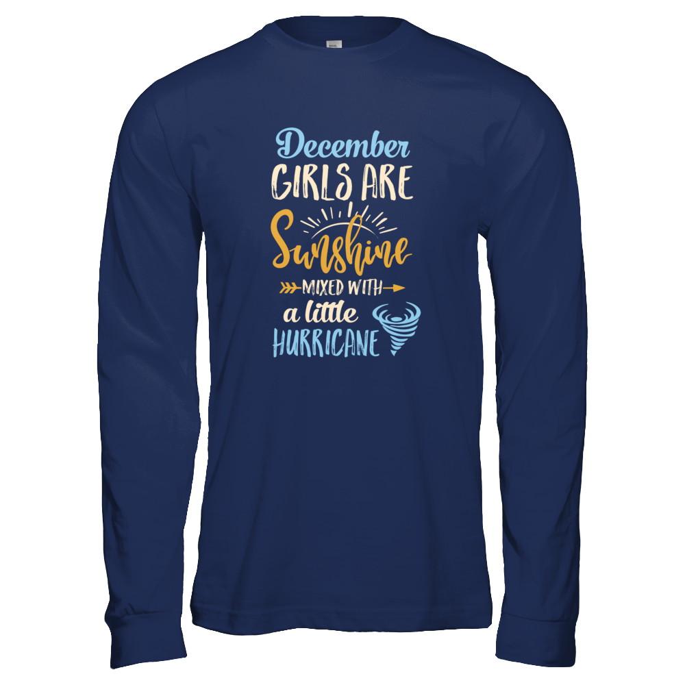 December Girls Birthday Sunshine Mixed Little Hurricane-T-Shirt & Tank Top-Long Sleeve T-Shirt-Navy