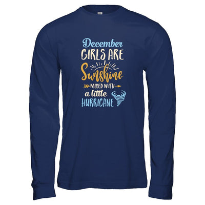 December Girls Birthday Sunshine Mixed Little Hurricane-T-Shirt & Tank Top-Long Sleeve T-Shirt-Navy