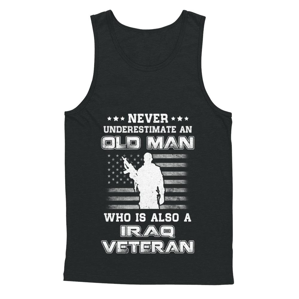 Never Underestimate An Old Man Iraq Veteran-T-Shirt & Hoodie-Unisex Tank-Black
