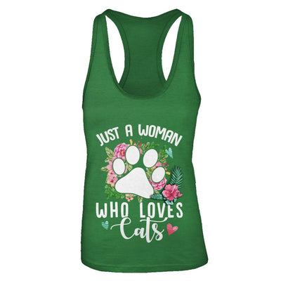Just A Woman Who Loves Cats-T-Shirt & Tank Top-Women's Ideal Racerback Tank-Kelly Green