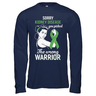 Sorry Kidney Disease You Picked The Wrong Warrior Kidney Disease-T-Shirt & Hoodie-Long Sleeve T-Shirt-Navy