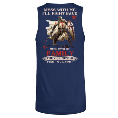 Knight Templar Mess With Me I'll Fight Back Mess With My Family-T-Shirt & Hoodie-Unisex Tank-Navy