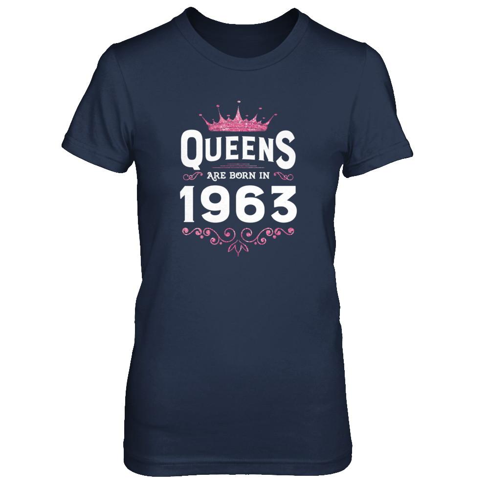 Queens Are Born In 1963 Birthday Gift-T-Shirt & Tank Top-Women's T-Shirt-Navy