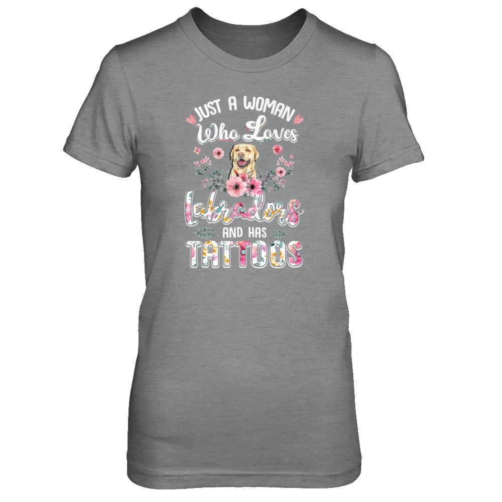 Just A Woman Who Loves Labradors And Has Tattoos-T-Shirt & Tank Top-Women's T-Shirt-Sport Grey