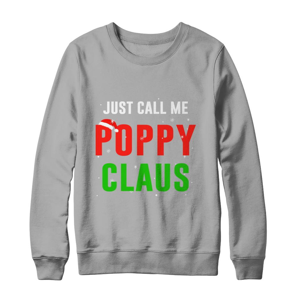 Santa Poppy Claus Matching Family Christmas Pajamas-T-Shirt & Sweatshirt-Crewneck Sweatshirt-Light Steel