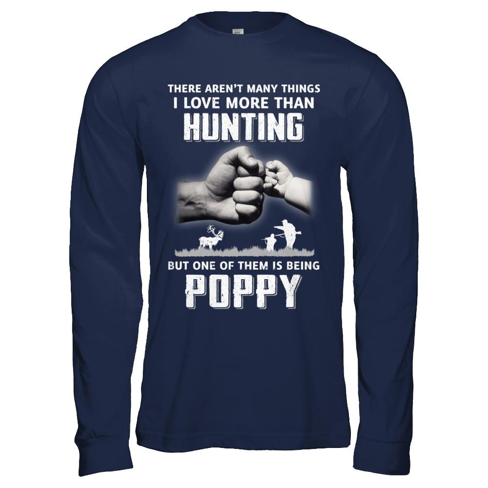 I Love More Than Hunting Being Poppy Funny Fathers Day-T-Shirt & Hoodie-Long Sleeve T-Shirt-Navy
