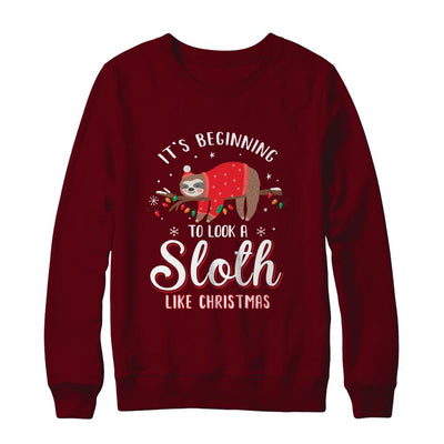 It's Beginning To Look A Sloth Like Christmas Gifts-T-Shirt & Sweatshirt-Crewneck Sweatshirt-Maroon