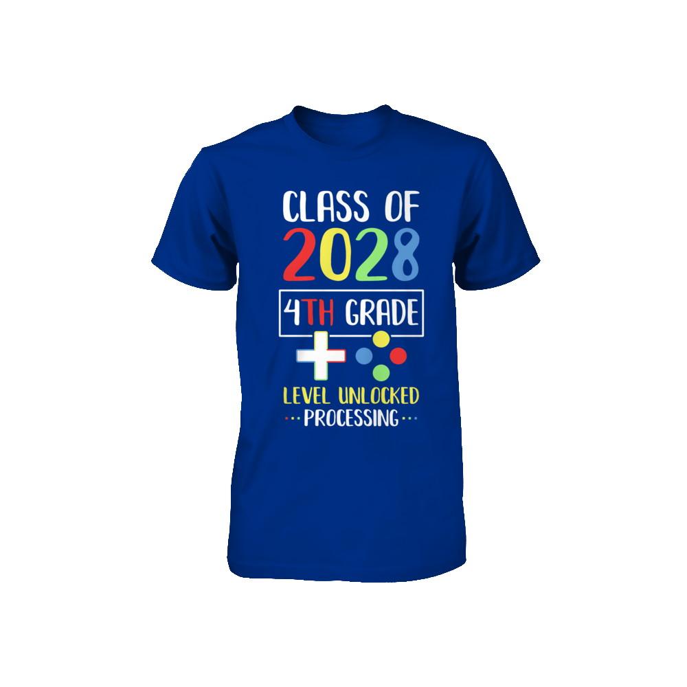 Class Of 2028 4th Grade Level Unlock Gaming Back Go School Youth-Youth Shirt-