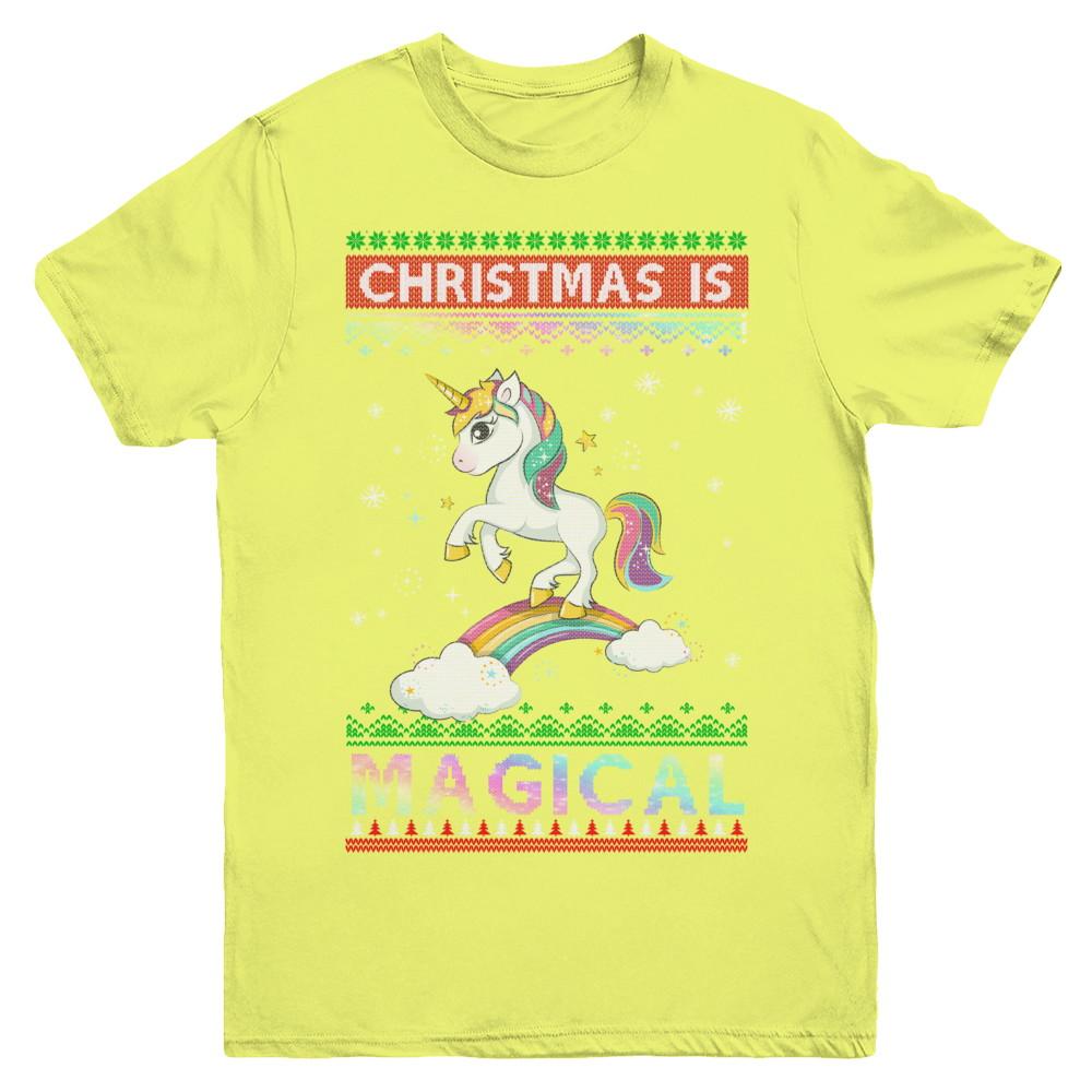 Christmas Is Magical Unicorn Ugly Christmas Sweater Youth-Youth Shirt-Youth T-Shirt-Daisy
