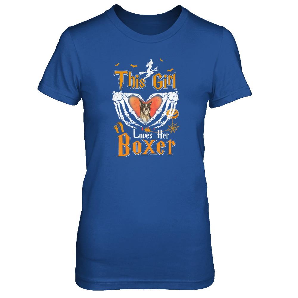 This Girl Love Her Dog Boxer Halloween-T-Shirt & Tank Top-Women's T-Shirt-Royal