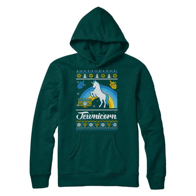 Funny Ugly Hanukkah Sweater Unicorn Jewnicorn-T-Shirt & Sweatshirt-Pullover Hoodie-Deep Forest