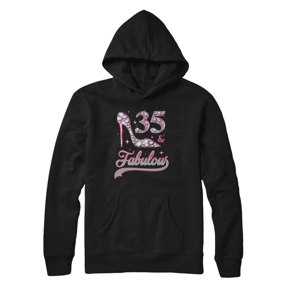 35 And Fabulous 35 Years Old 1986 35th Birthday Gift-T-Shirt & Hoodie-Pullover Hoodie-Black