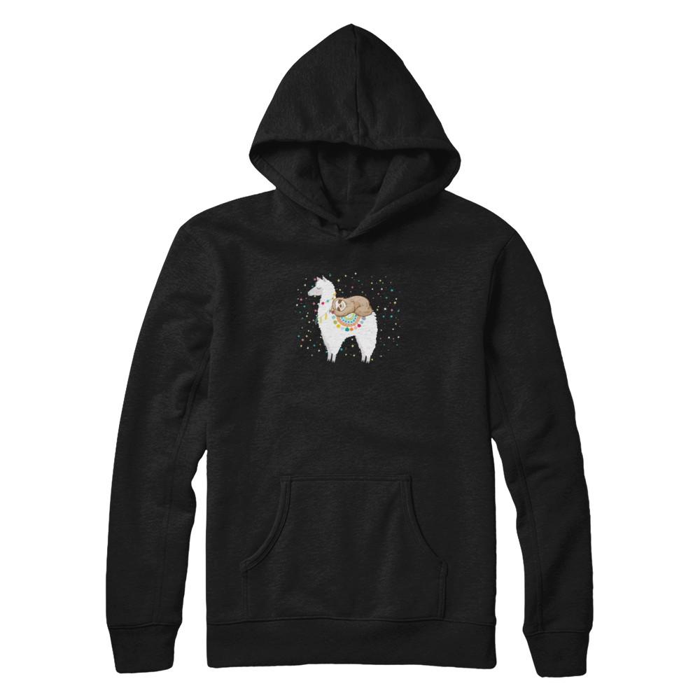 Funny Sloth Riding Llama Lover-T-Shirt & Tank Top-Pullover Hoodie-Black