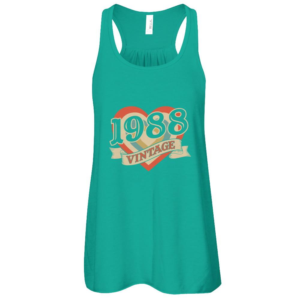 Vintage Retro Classic Heart Made In 1988-T-Shirt & Tank Top-Women's Flowy Racerback Tank-Kelly