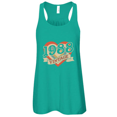 Vintage Retro Classic Heart Made In 1988-T-Shirt & Tank Top-Women's Flowy Racerback Tank-Kelly