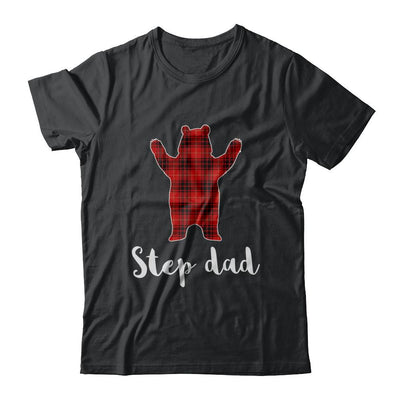 Red Step Dad Bear Buffalo Plaid Family Christmas Pajamas-T-Shirt & Sweatshirt-Classic T-Shirt-Black