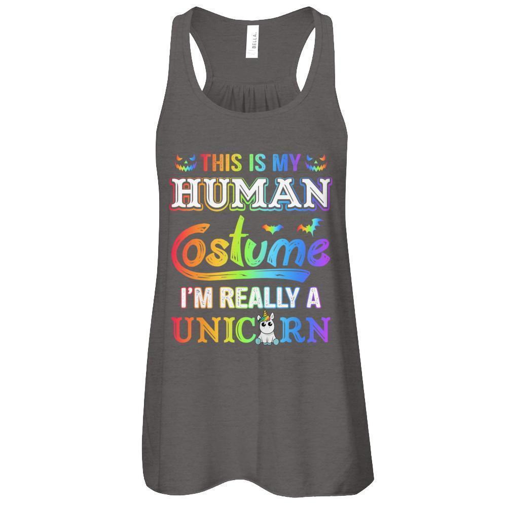 Halloween This Is My Human Costume I'm Really A Unicorn-T-Shirt & Tank Top-