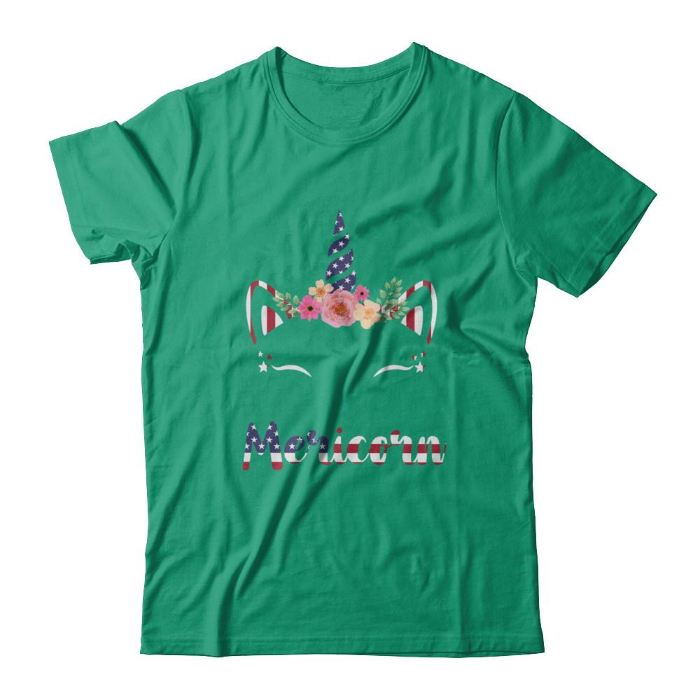 Independence Day Patriotic 4Th Of July Cat Unicorn Mericorn-T-Shirt & Hoodie-Classic T-Shirt-Kelly Green