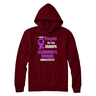 I Wear Purple For My Grandpa Alzheimer's Awareness-T-Shirt & Hoodie-Pullover Hoodie-Maroon