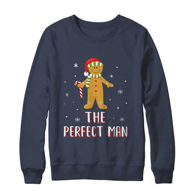 The Perfect Man Gingerbread Funny Pajama Christmas-T-Shirt & Sweatshirt-Crewneck Sweatshirt-Navy
