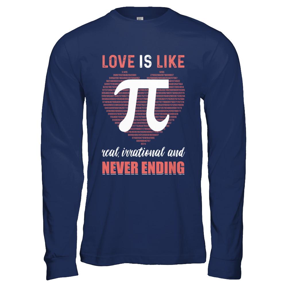 Love Is Like Pi Never Ending Math Happy Pi Day Couple-T-Shirt & Hoodie-Long Sleeve T-Shirt-Navy