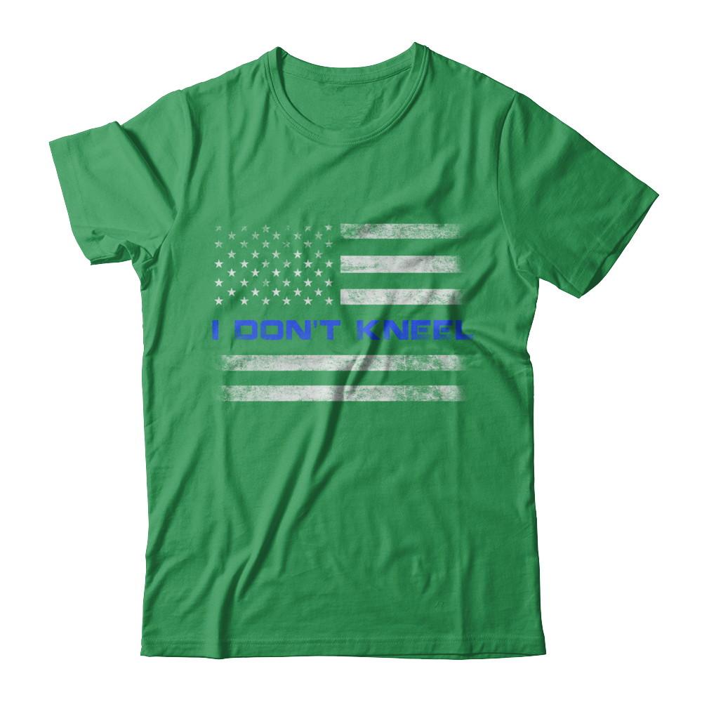 I Don't Kneel Thin Blue Line Patriotic Police-T-Shirt & Hoodie-Premium T-Shirt-Kelly Green