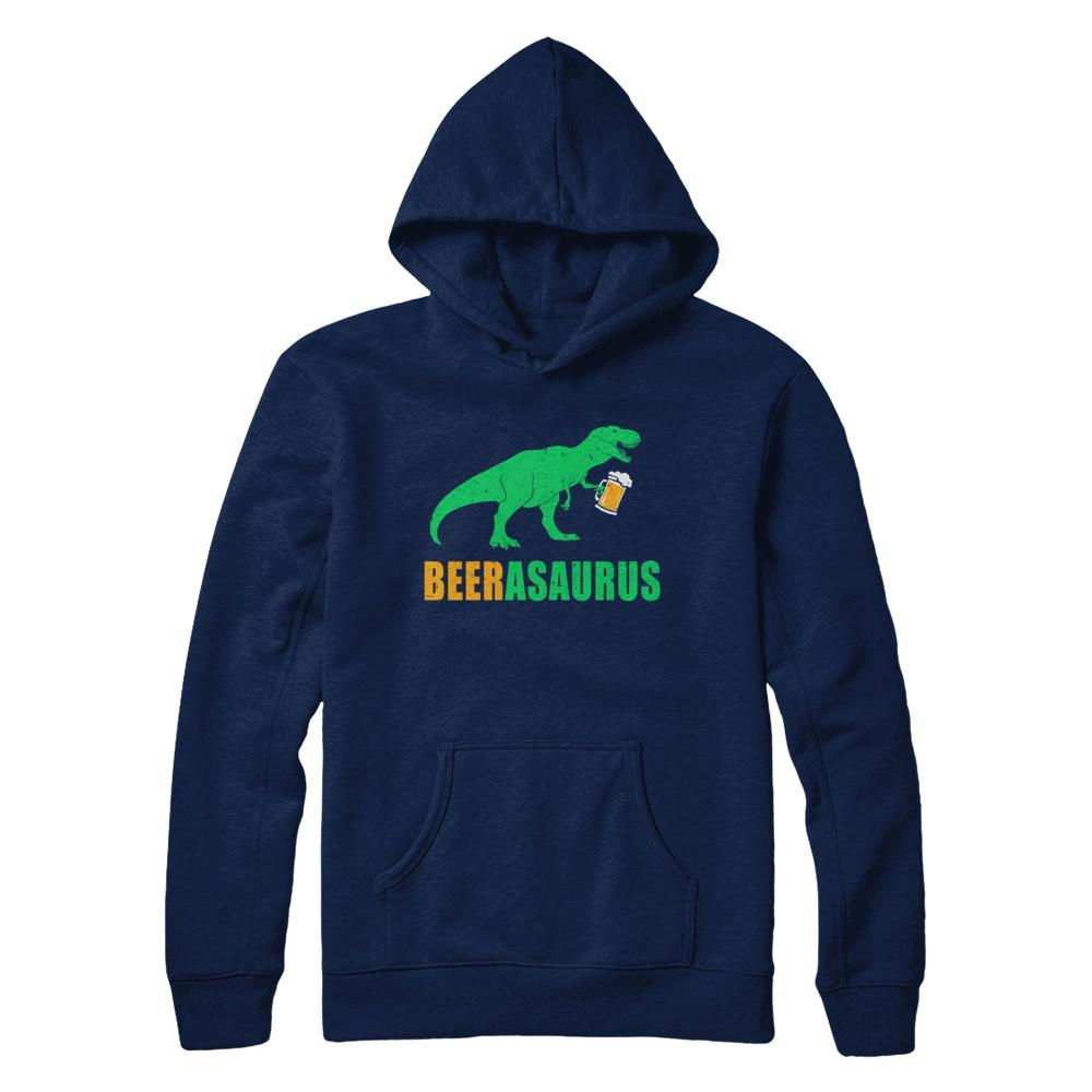 Beerasaurus Funny International Beer Day Dinosaur Gift-T-Shirt & Hoodie-Pullover Hoodie-Navy
