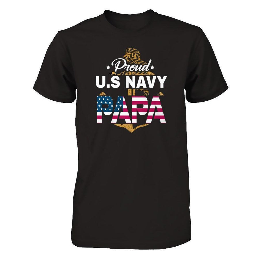 Proud US Navy Papa-T-Shirt & Hoodie-Premium T-Shirt-Black