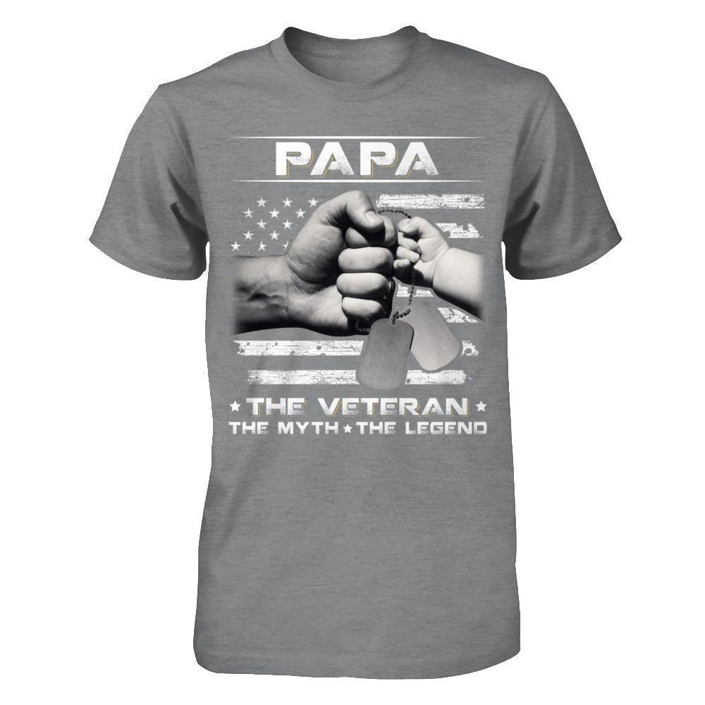 Papa The Veteran The Myth The Legend-T-Shirt & Hoodie-Classic T-Shirt-Sport Grey