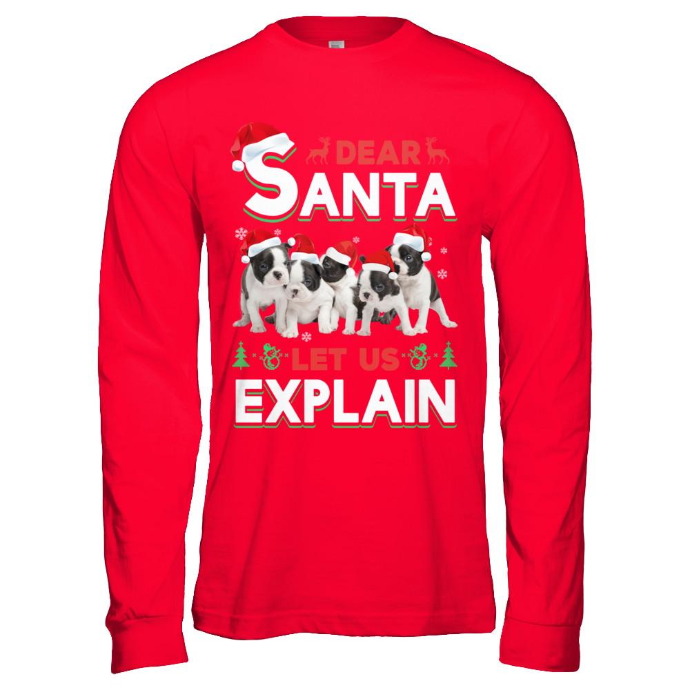 Dear Santa Funny Pit bull Puppies Christmas Gift-T-Shirt & Hoodie-Long Sleeve T-Shirt-Red