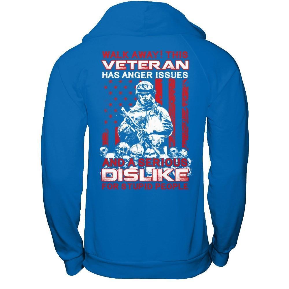 Walk Away This Veteran Has Anger Issues-T-Shirt & Hoodie-Pullover Hoodie-Royal
