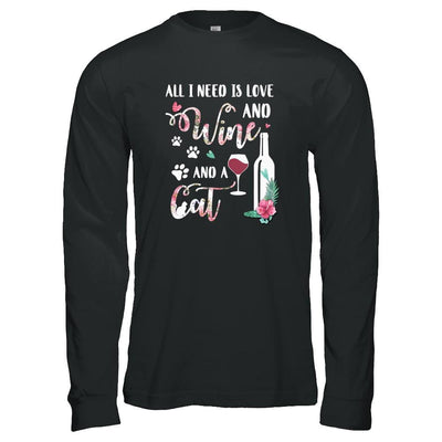 All I Need Is Love And Wine And A Cat-T-Shirt & Tank Top-Long Sleeve T-Shirt-Black