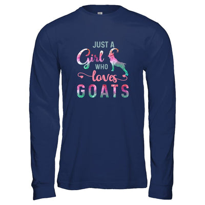 Just A Girl Who Loves Goats Goat Lover-T-Shirt & Tank Top-Long Sleeve T-Shirt-Navy
