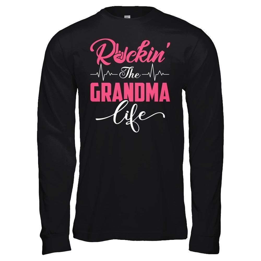 Rockin' The Grandma Life-T-Shirt & Hoodie-Long Sleeve T-Shirt-Black