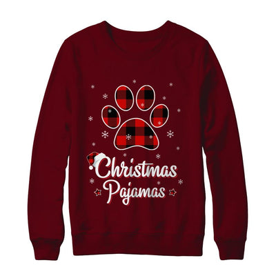 Buffalo Plaid Christmas Pajamas Dog Cat Hat Santa-T-Shirt & Sweatshirt-Crewneck Sweatshirt-Maroon
